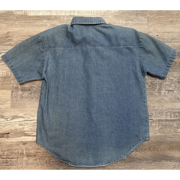 Vintage 80s City Girl Denim Western Embroidered Blouse Denim Shirt Size 6 P - Picture 9 of 11
